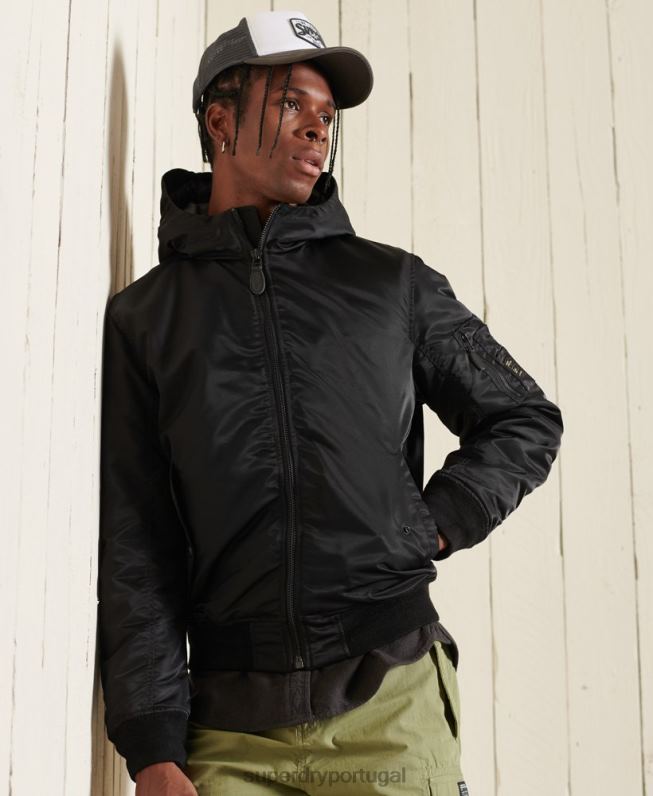 jaqueta bomber com capuz ma1 homens preto roupas Superdry 2208H4673