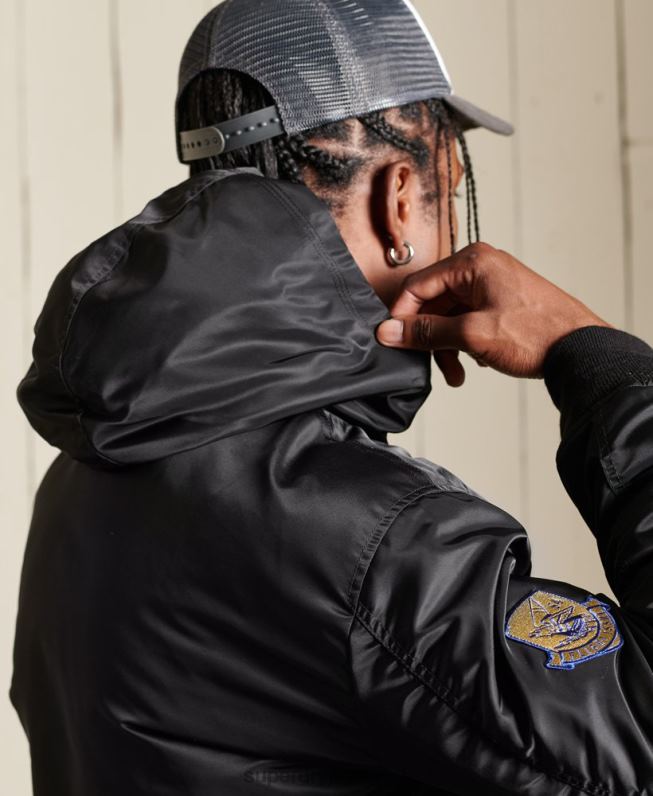 jaqueta bomber com capuz ma1 homens preto roupas Superdry 2208H4673