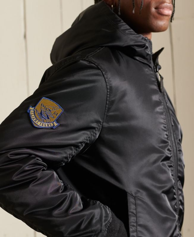 jaqueta bomber com capuz ma1 homens preto roupas Superdry 2208H4673