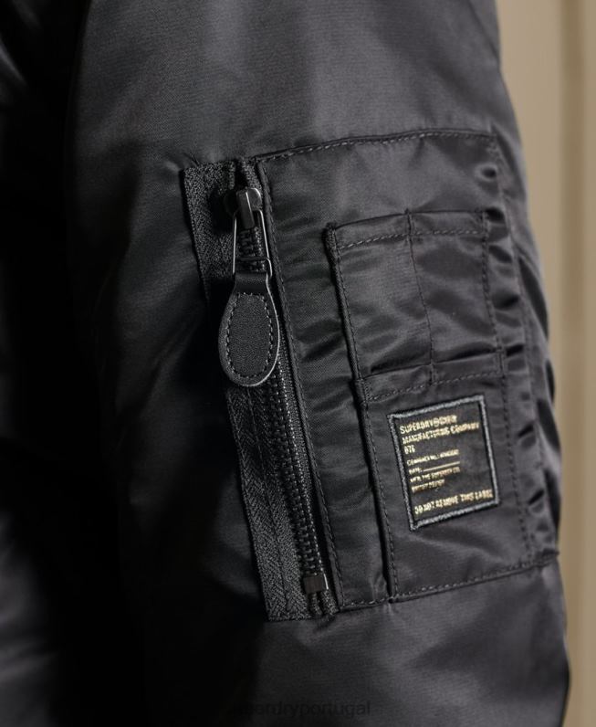 jaqueta bomber com capuz ma1 homens preto roupas Superdry 2208H4673