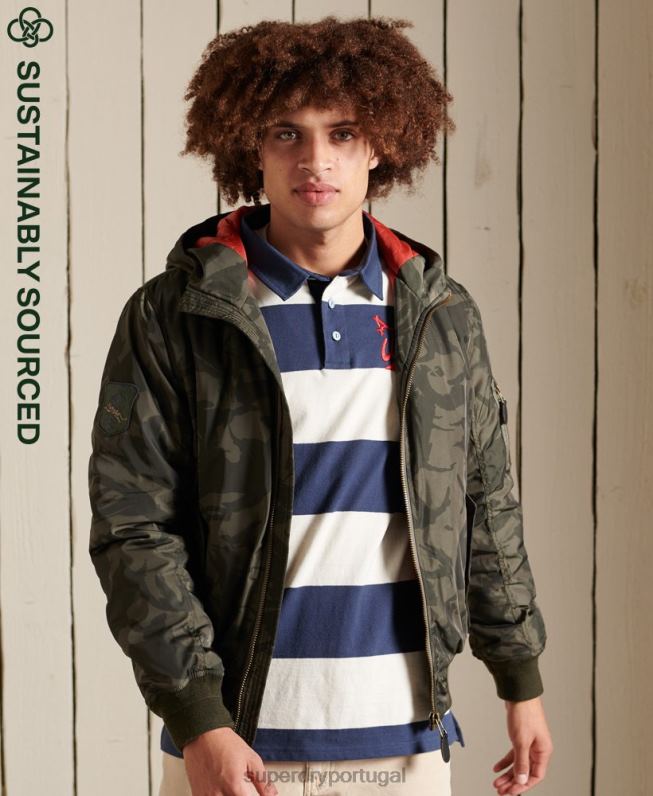jaqueta bomber com capuz ma1 homens verde roupas Superdry 2208H4575