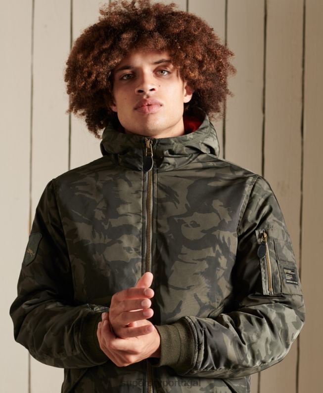 jaqueta bomber com capuz ma1 homens verde roupas Superdry 2208H4575