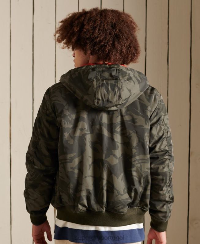 jaqueta bomber com capuz ma1 homens verde roupas Superdry 2208H4575
