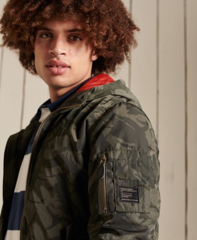 jaqueta bomber com capuz ma1 homens verde roupas Superdry 2208H4575