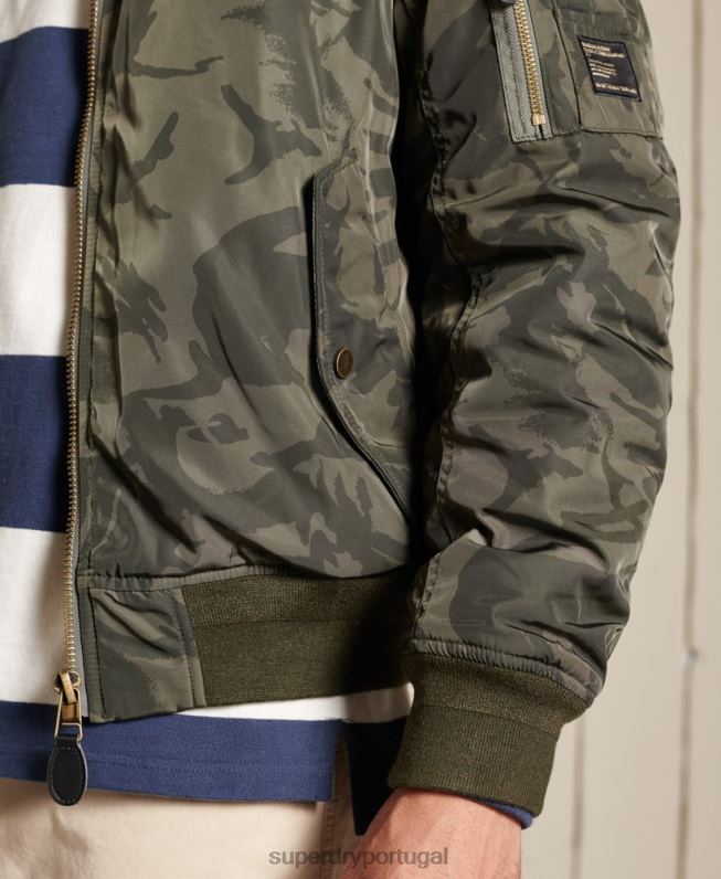 jaqueta bomber com capuz ma1 homens verde roupas Superdry 2208H4575