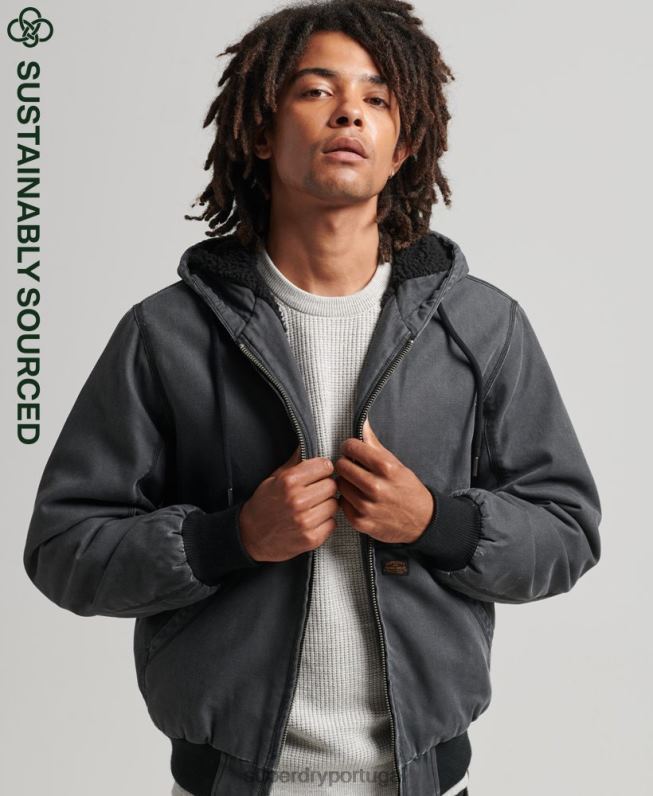 jaqueta bomber com capuz para trabalho homens marrom roupas Superdry 2208H1067