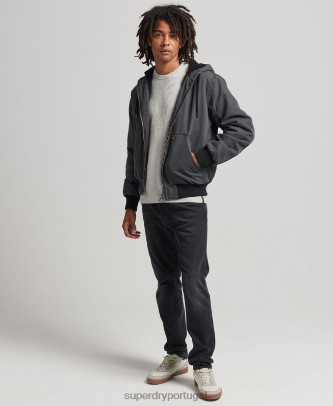 jaqueta bomber com capuz para trabalho homens marrom roupas Superdry 2208H1067