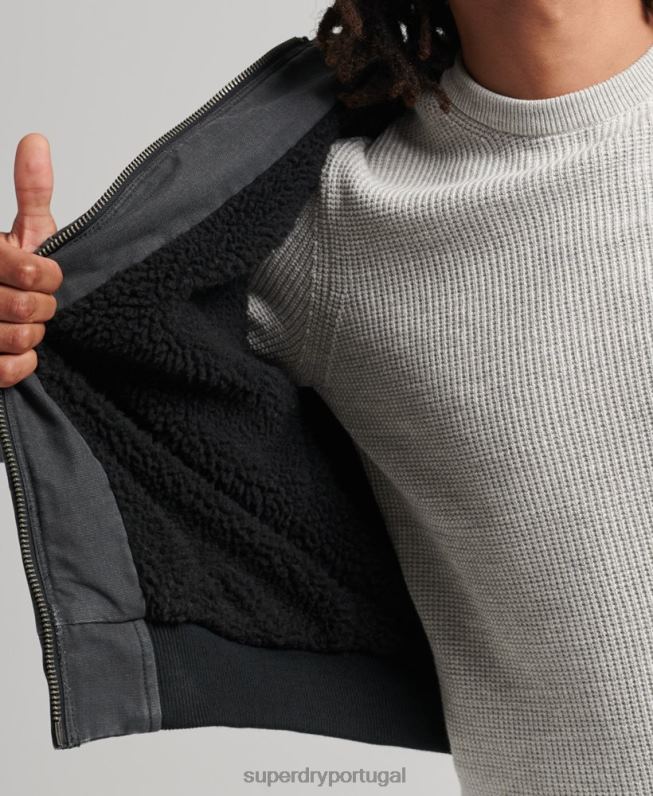 jaqueta bomber com capuz para trabalho homens marrom roupas Superdry 2208H1067