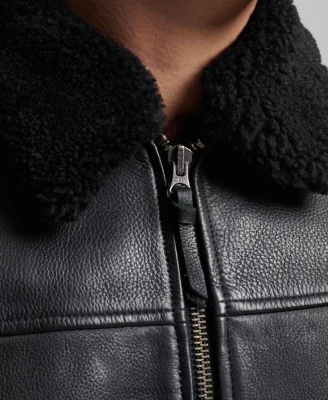 jaqueta bomber de couro aviador homens preto roupas Superdry 2208H4782