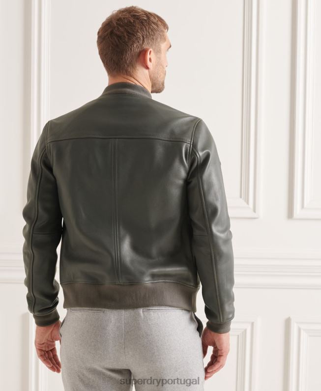 jaqueta bomber de couro homens cinza roupas Superdry 2208H4662