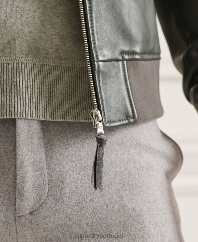 jaqueta bomber de couro homens cinza roupas Superdry 2208H4662