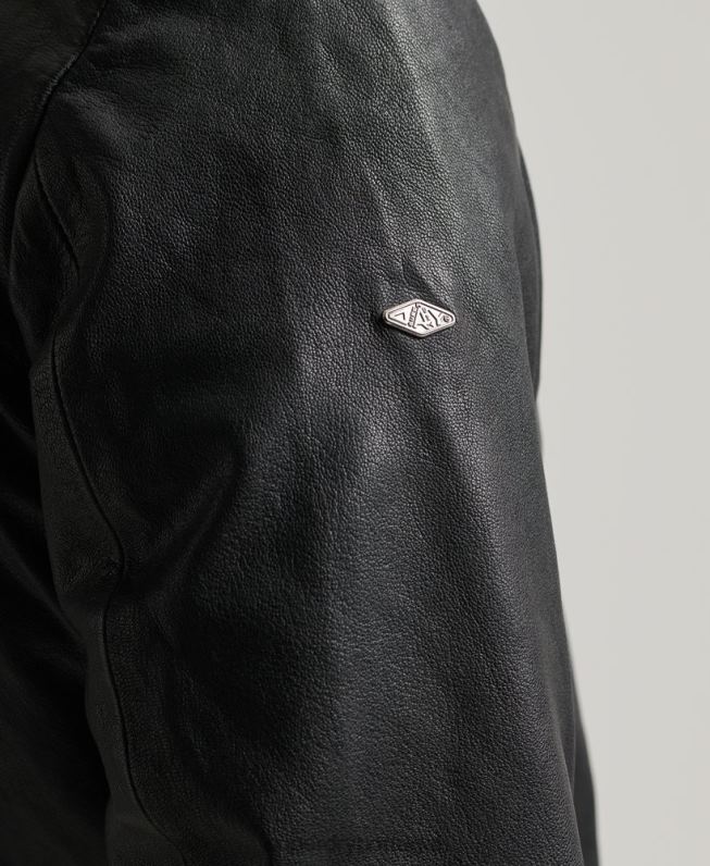 jaqueta bomber de couro homens preto roupas Superdry 2208H4461