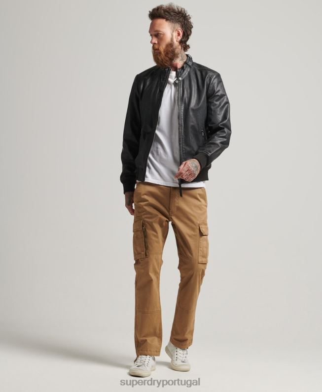 jaqueta bomber de couro homens preto roupas Superdry 2208H4461