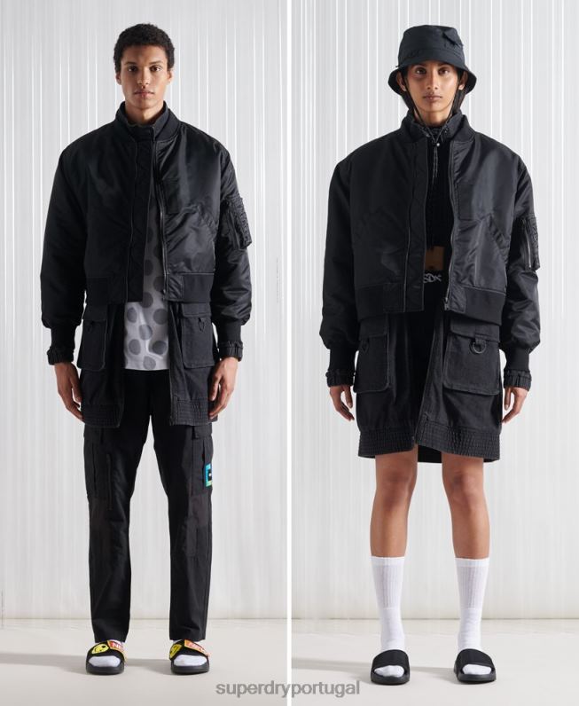 jaqueta bomber dupla sdx edição limitada homens preto roupas Superdry 2208H5555