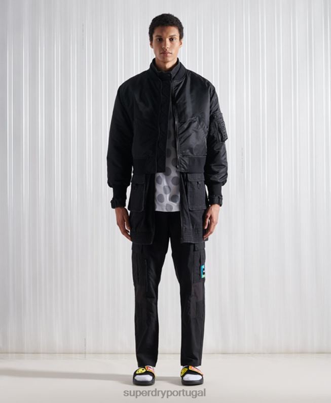 jaqueta bomber dupla sdx edição limitada homens preto roupas Superdry 2208H5555