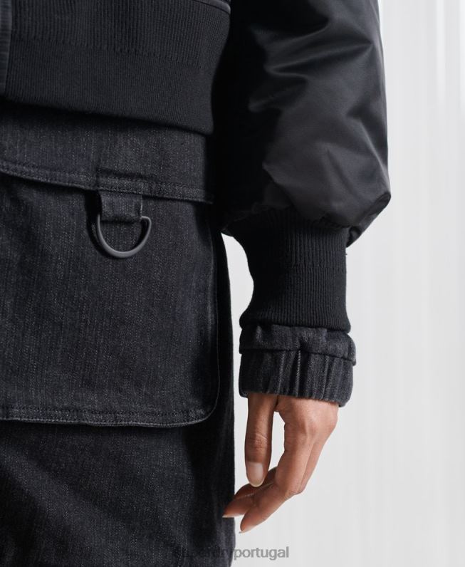 jaqueta bomber dupla sdx edição limitada homens preto roupas Superdry 2208H5555