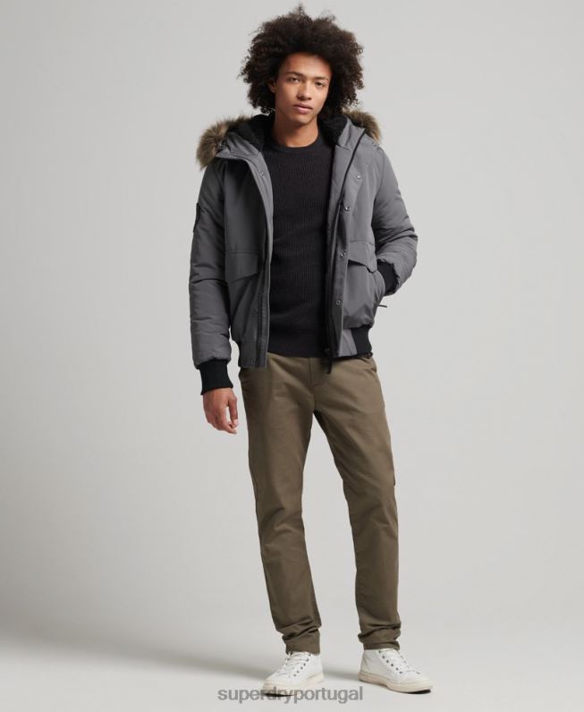jaqueta bomber everest homens cinza escuro roupas Superdry 2208H995