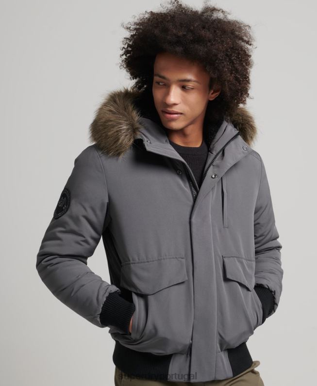 jaqueta bomber everest homens cinza escuro roupas Superdry 2208H995