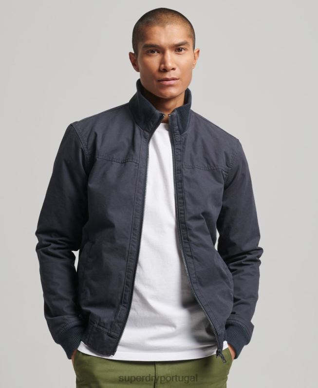jaqueta bomber gola tricotada homens marinha roupas Superdry 2208H7