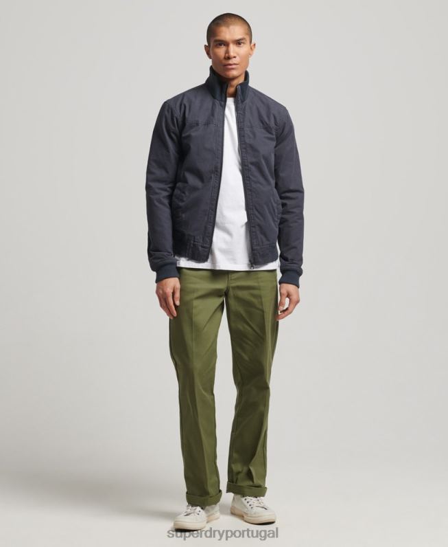jaqueta bomber gola tricotada homens marinha roupas Superdry 2208H7