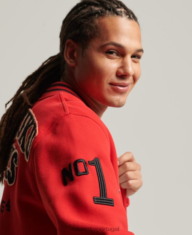 jaqueta bomber jersey colegial homens vermelho roupas Superdry 2208H5217