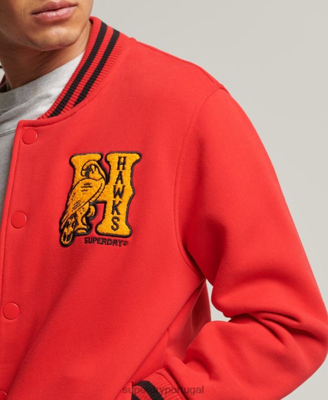 jaqueta bomber jersey colegial homens vermelho roupas Superdry 2208H5217