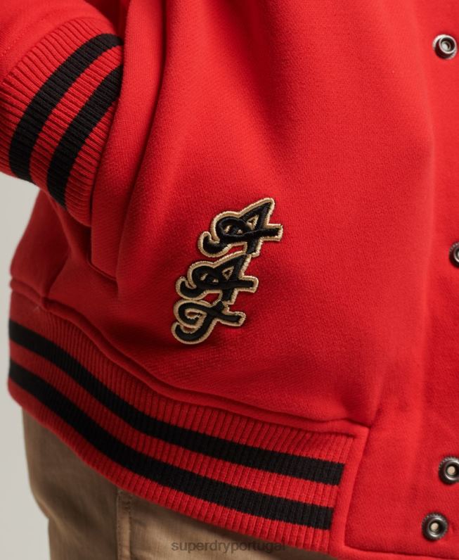 jaqueta bomber jersey colegial homens vermelho roupas Superdry 2208H5217