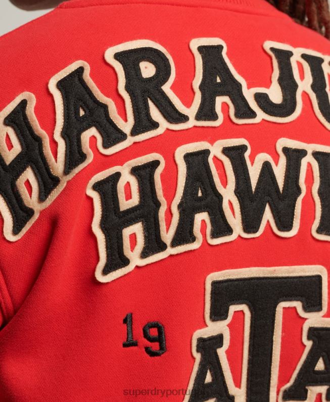 jaqueta bomber jersey colegial homens vermelho roupas Superdry 2208H5217