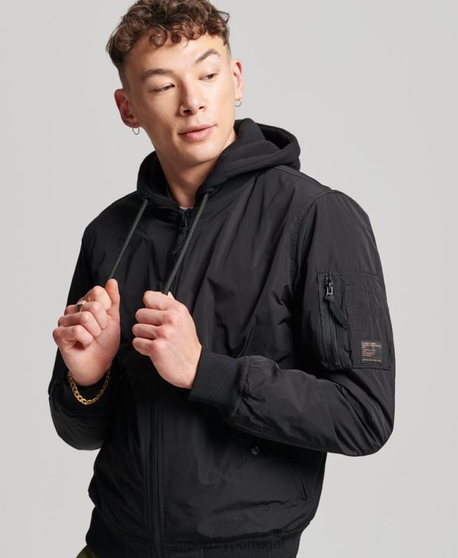 jaqueta bomber militar homens preto roupas Superdry 2208H1159