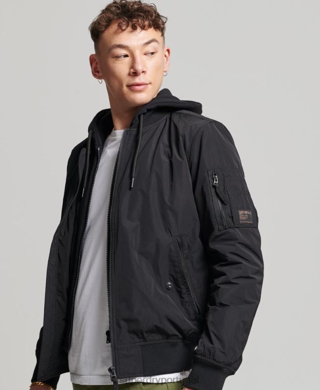 jaqueta bomber militar homens preto roupas Superdry 2208H1159
