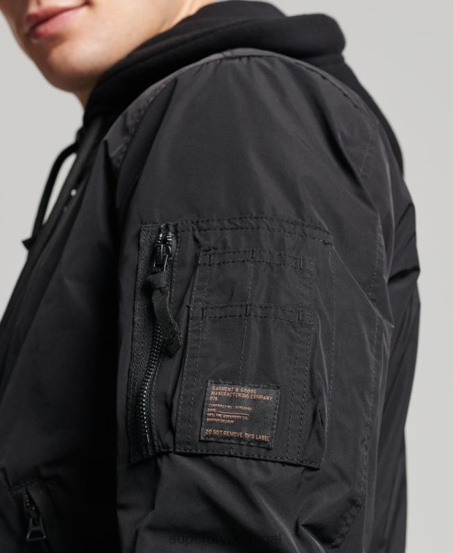 jaqueta bomber militar homens preto roupas Superdry 2208H1159