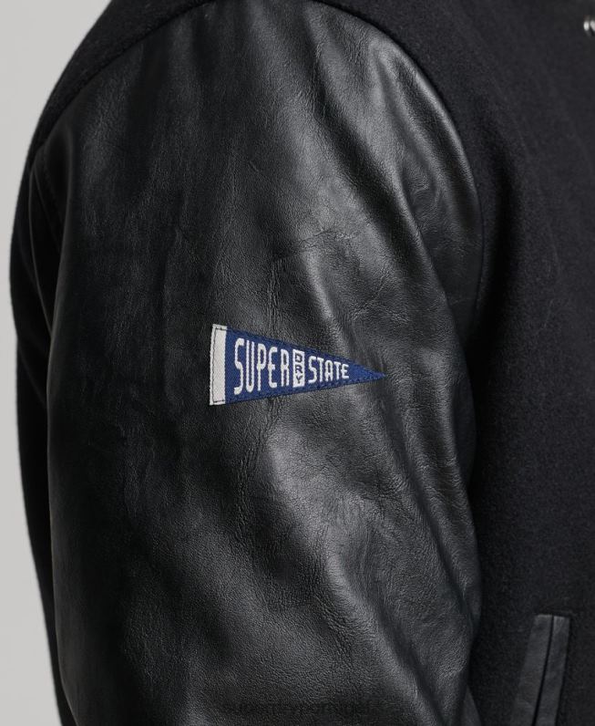 jaqueta bomber universitária homens cinza escuro roupas Superdry 2208H1050