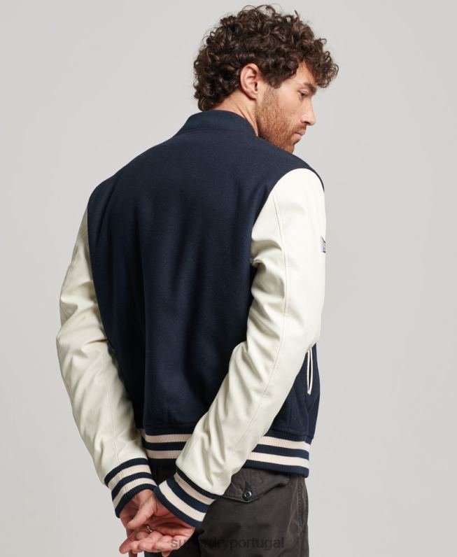 jaqueta bomber universitária homens marinha roupas Superdry 2208H954