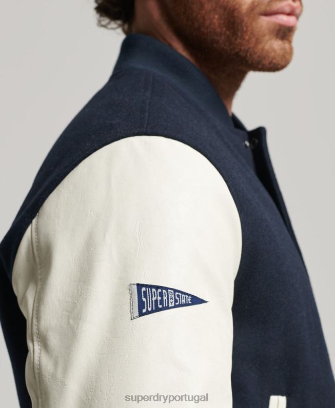 jaqueta bomber universitária homens marinha roupas Superdry 2208H954