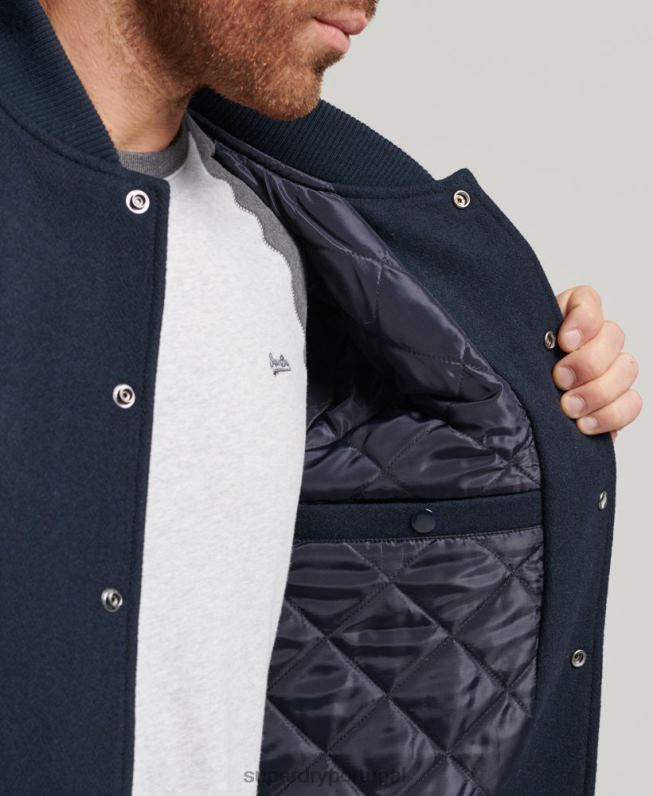 jaqueta bomber universitária homens marinha roupas Superdry 2208H954