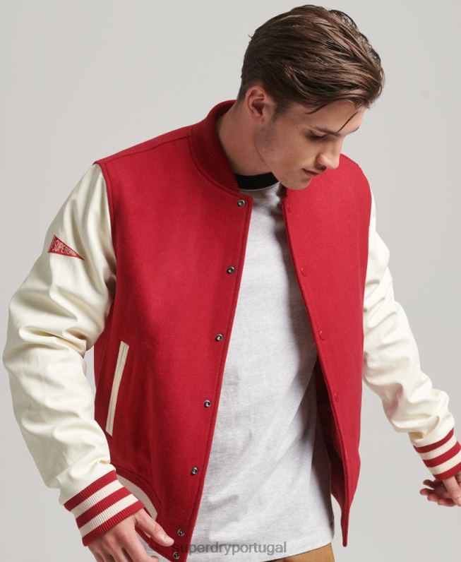 jaqueta bomber universitária homens vermelho roupas Superdry 2208H1105