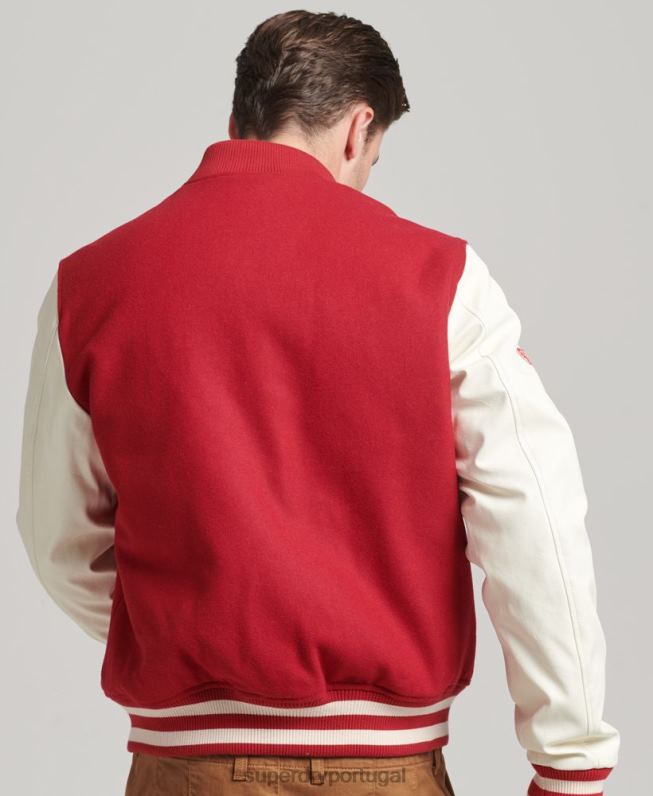 jaqueta bomber universitária homens vermelho roupas Superdry 2208H1105