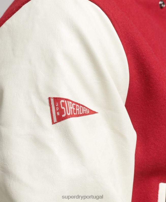 jaqueta bomber universitária homens vermelho roupas Superdry 2208H1105