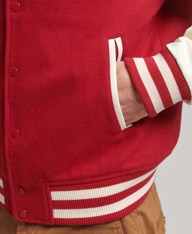 jaqueta bomber universitária homens vermelho roupas Superdry 2208H1105