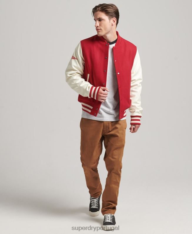 jaqueta bomber universitária homens vermelho roupas Superdry 2208H1105