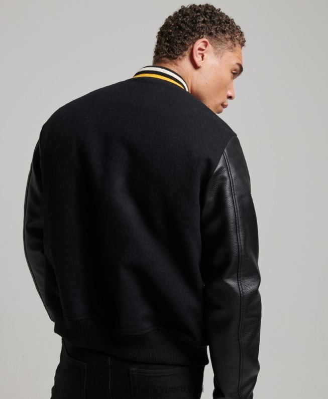 jaqueta bomber universitária vintage homens cinza escuro roupas Superdry 2208H927