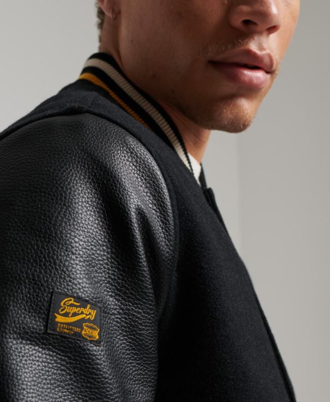 jaqueta bomber universitária vintage homens cinza escuro roupas Superdry 2208H927