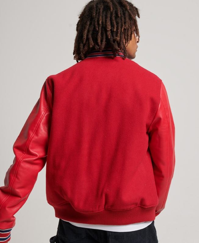 jaqueta bomber universitária vintage homens vermelho roupas Superdry 2208H1013