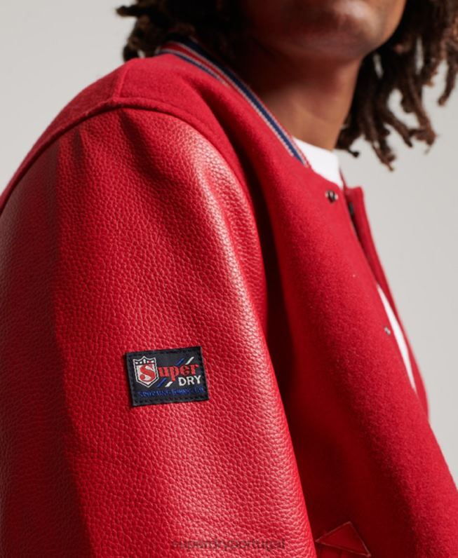 jaqueta bomber universitária vintage homens vermelho roupas Superdry 2208H1013