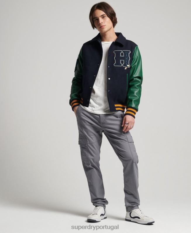 jaqueta bomber varsity mista homens marinha roupas Superdry 2208H4569