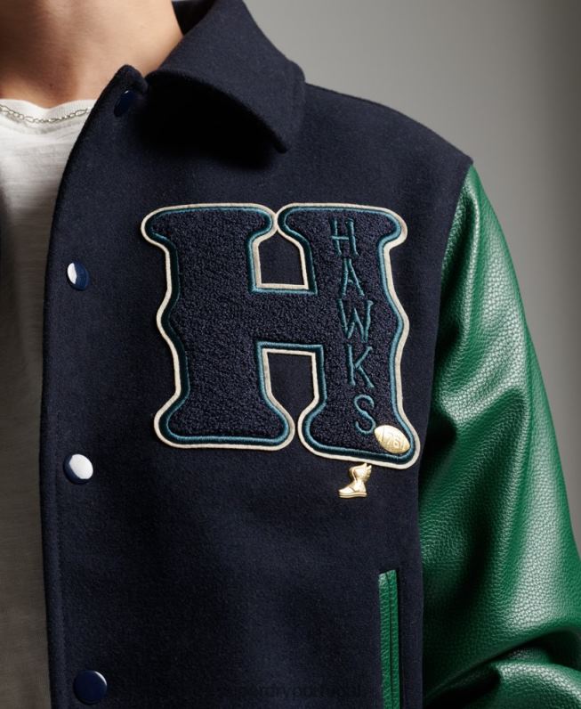 jaqueta bomber varsity mista homens marinha roupas Superdry 2208H4569