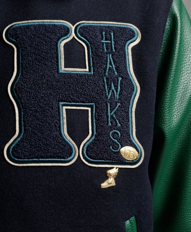 jaqueta bomber varsity mista homens marinha roupas Superdry 2208H4569