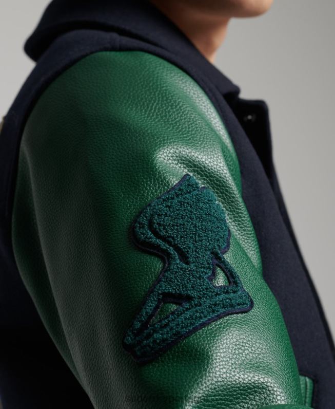 jaqueta bomber varsity mista homens marinha roupas Superdry 2208H4569