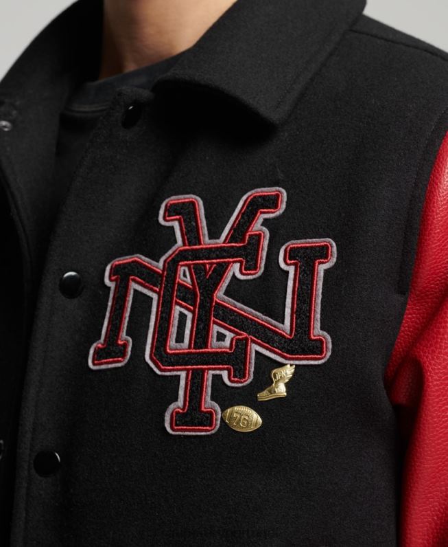 jaqueta bomber varsity mista homens preto roupas Superdry 2208H4473