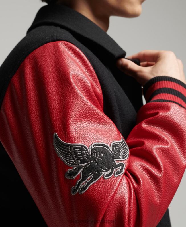 jaqueta bomber varsity mista homens preto roupas Superdry 2208H4473